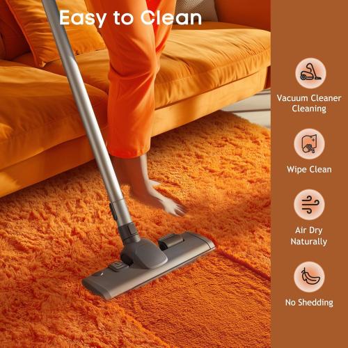 Ophanie Orange Large Rugs for Living Room Bedroom, Fluffy Fuzzy Furry Carpet, Plush Soft Shaggy Bedside Indoor Floor Area Rug for Kids Girls Boys Baby Teen Dorm Nursery Home Decor Aesthetic