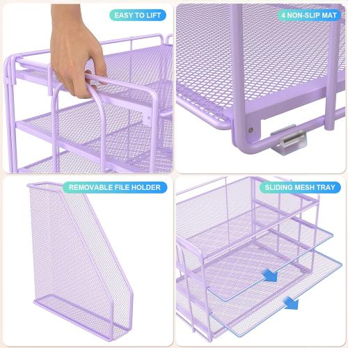 Purple gianotter 4-Tier Paper Organizer With Magazine Holder, Desk Organizers and Accessories, File Organizer for Office Supplies Storag (Purple)