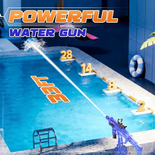 2 Pack Large Electric Water Guns for Adults & Kids, Automatic Squirt Guns | 730CC High Capacity Water Gun with LED Light, 26-33FT Long Range & Battery Powered for Summer Outdoor Beach Pool Toy Gift