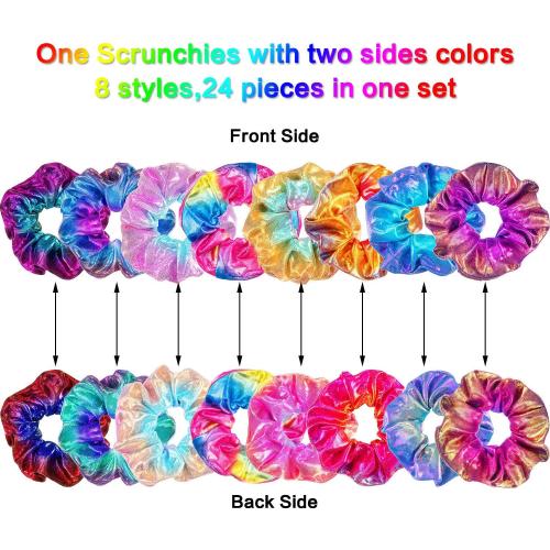 Tatuo 18 Pieces Rainbow Hair Scrunchies Elastic Bands Scrunchy Colorful Hair Ties Ropes for Women Girls Gymnastics Birthday Party Favors, Large(Rainbow Colors)