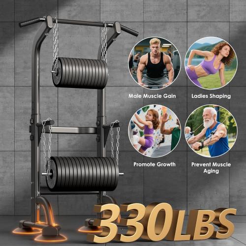 SogesPower Power Tower Dip Station Pull Up Bar for Home Gym Adjustable Height Strength Training Workout Equipment,Pull Up Bar Station