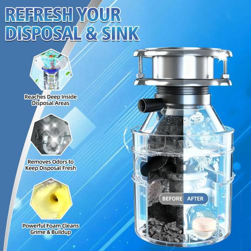 Garbage Disposal Cleaner and Deodorizer 30 Pack, Powerful Garbage Disposal Cleaner Tablets, 1 Year Supply For Kitchen Sink, Drain Clean, Home Cleaning Essentials (50 count)