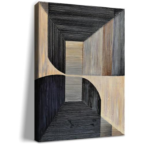 NANKAI Art Contemporary Minimalist Black and tan Texture Art Oil painting 45x30 inch wall Abstract art Oil painting Home wall Decoration