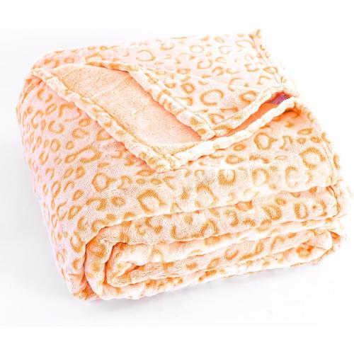 PLEASANT BOULEVARD | Leopard Throw Blanket Fleece, Premium Lightweight Cozy Warm Plush Microfiber Bedspread for Couch Sofa and Bed (Orange, Twin (60 x 80 inches))