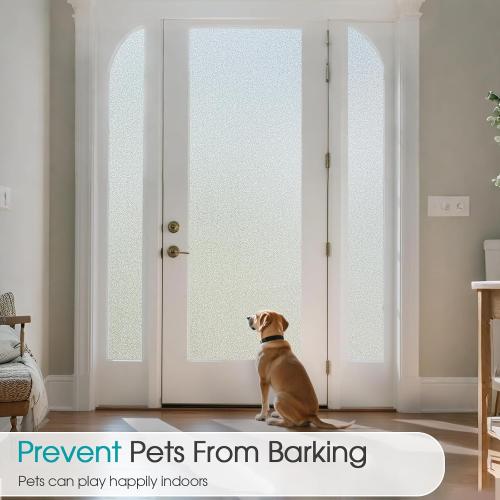 Coavas Window Privacy Film Frosted Glass Static Clings, Decorative Bathroom Door Window Covers Day and Night, Heat UV Blocking Anti-Glare Frosting Stickers for Christmas, 11.8 x 78.7 Inch, Pure