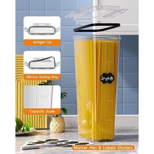 Airtight Food Storage Containers with Lids, 24 PCS Kitchen and Pantry Organization Canisters, BPA-Free, PVC-Free, Food-grade Plastic Leak-proof Jars for Cereal, Flour, Sugar, Extra 24 Labels & Marker
