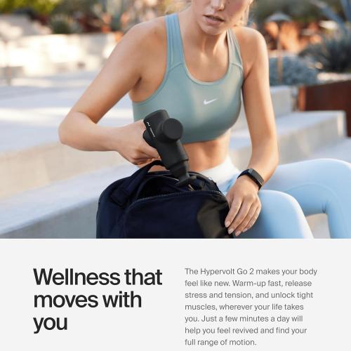 Hyperice Hypervolt Go 2 - Black - Featuring Quiet Glide Technology - Handheld Percussion Massage Gun - 3 Speeds,