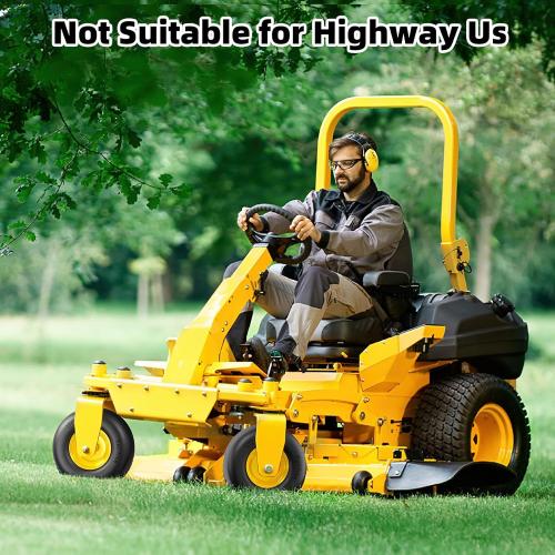 Size 13x5.00-6 Flat Free Lawn Mower Tire and Wheel, 13x5x6 Solid Front Tires for Zero Turn Mower, 500Lbs Load, 3/4 & 5/8 Bearing, 4.2-6.2 Hub for Residential Commercial Lawn, 2Pcs Yellow