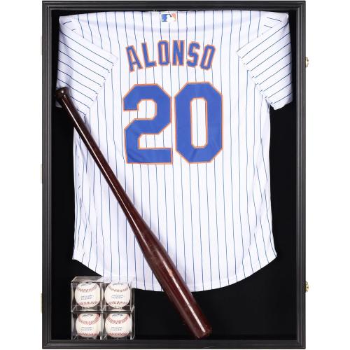 Large Jersey Display Case Frame Deep Shadow Box with Room for XL Baseball Football or Hockey Military Uniform Baseball Bat or Military Saber - Collector's 98% UV Protection Acrylic Door Black Finish