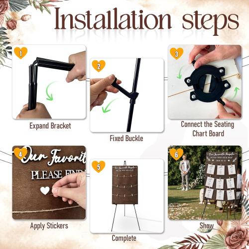 OurWarm Seating Chart for Wedding Reception Display, 23.6x15.7 Inch Rustic Wooden Wedding Seating Chart Board, Find Your Seat Wedding Signs for Reception Decor, Fits Display 4x6 Inch Cards