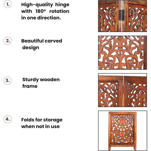 Decorative Wooden Pet Gate, Dog Fence, Cat Gate, Foldable, Adjustable, Portable, Extra-Wide, Wooden Dog Barrier, Free-Standing Puppy Gate 3 Panels for Indoor, Doorways, Stairs-24x54 Inch Antique Burnt