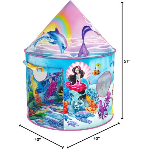 W&O Musical Mermaid Tent with Under-The-Sea Button - Captivating Pop Up Tent for Girls - Perfect for Indoor & Outdoor Play