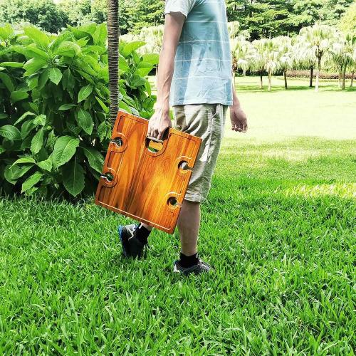 SASIDO Portable Wine Picnic Table, Acacia Wood, Larger Tray Foldable, Charcuterie Board, Wine Gift, Decor for Romantic Camping, Engagement Party, Concerts, Glamping, Winter Adventure ‼️product in its original packaging including box‼️