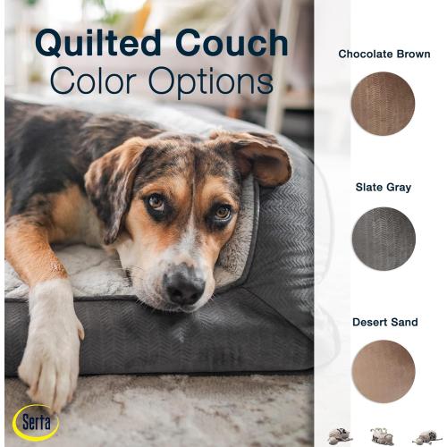 Serta Orthopedic Quilted Couch Dog Bed for Pets – Chocolate Brown (X-Large)
