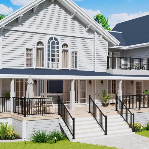 Egadis 3 Pack 2.56 in. x 2.56 in. x 39 in. Aluminum Deck Railing Post with Screws, Black Textured Outdoor Powder-Coat Finish Stair Post for Decks, Porches & Balconies (3 x 39in Posts)