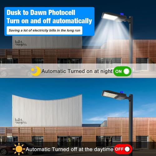 LED Parking Lot Light 300W, UL Listed 42,000LM 5000K Shoebox Light with Dusk to Dawn Photocell,Adjustable Arm Mount, IP66 Waterproof, Commercial LED Area Security for Parking Lot,Roadway,2PACK