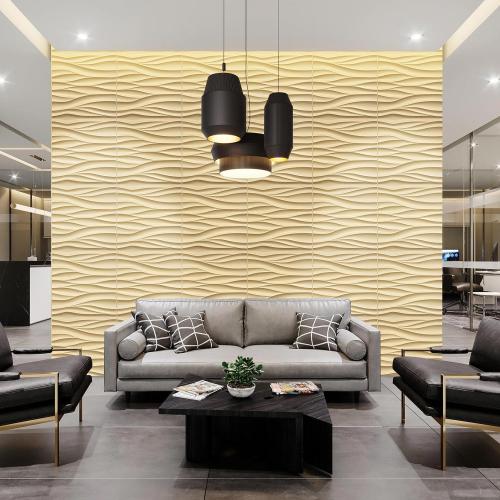 STICKGOO Wave Wall Panels for Interior Wall Decor, Light Oak 3D Wall Panels Accent Wall, Paintable 3D Wall Decor Covering Panels for Living Room Bedroom, Pack of 12 Tiles