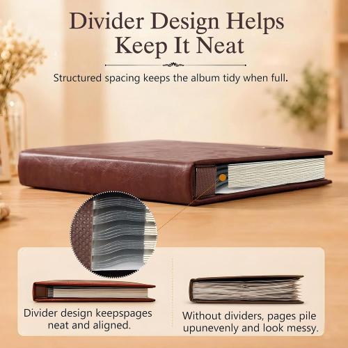 Zoview Self-Adhesive Photo Album, Dust-free, glue free and waterproof Scrapbook Album, Family album, Leather Cover, Hand Made DIY Albums Holds 3x5, 4x6, 5x7, 6x8,8x10 photos