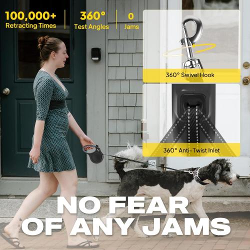 Fida Retractable Dog Leash X-Small Breed, 10 ft Durable Pet Walking Leash for Extra Small Dogs/Cats/Small Animals up to 18 lbs, 360° Tangle Free, Black