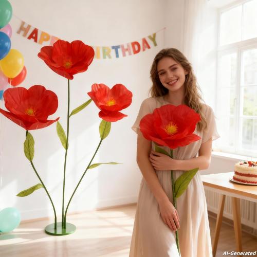 5.9FT Artificial Paper Flowers, Large Flower Backdrop | Handmade giant flowers for wedding decor, party photography, home decoration, events, and store window displays.