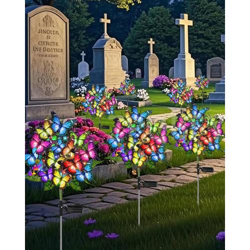 Solar Garden Lights Outdoor Waterproof Decorative | Solar Lights Outside 2 Pack with 86 LED 34 Butterfly Flowers Garden Decor Yard Patio Lawn, Gifts for Women Mother's Day Mom