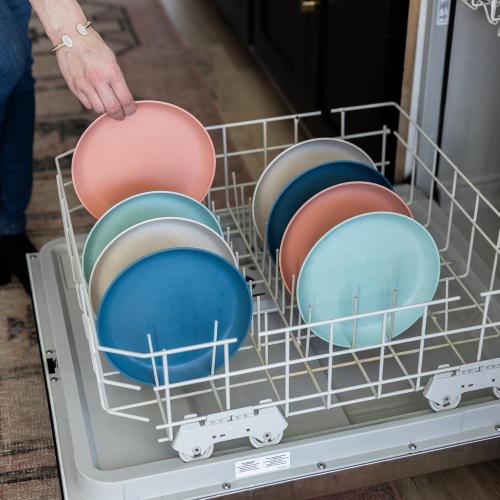 Grow Forward Premium Wheat Straw Dessert Plates - 8 Inch Reusable Hard Plastic Plates Set of 8 - Unbreakable Microwave Safe Plates for Dinner, Camping, RV, Outdoors, Patio, Kitchen Dishes - Tropical