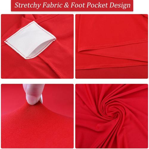 4 Pack Spandex Stretch Tablecloth - 32x43 Inch Square Corners, Fitted High Top Table Cloth for Cocktail, Bar, Weddings, Birthday, Banquet, Outdoor Party (Red)