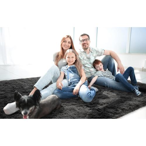 LOCHAS Ultra Soft Indoor Modern Area Rugs Fluffy Living Room Carpets for Children Bedroom Home Decor Nursery Rug , Dark Grey