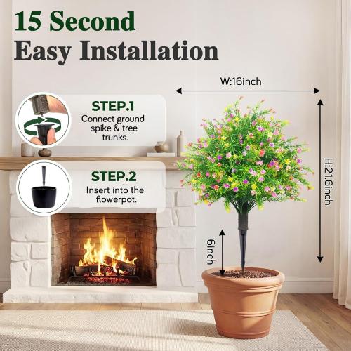 Artificial Topiary Boxwood Ball Trees with Ground Spike Set of 2 22 Outdoor Faux Plants Realistic Fake Bushes Lifelike Shrubs Decorations for Outdoor Indoor Front Porch Garden (Colourful, 22in)