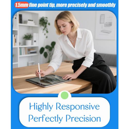 Pencil USB-C for iPad(2018-2025): Slide-Switch, Hidden-Port Stylus with Tilt Sensitivity & Palm Rejection. Compatible with iPad(6-11th), Mini(5-7th), Pro 11/12.9/13(M4/M5), Air(3-5th/M2/M3)