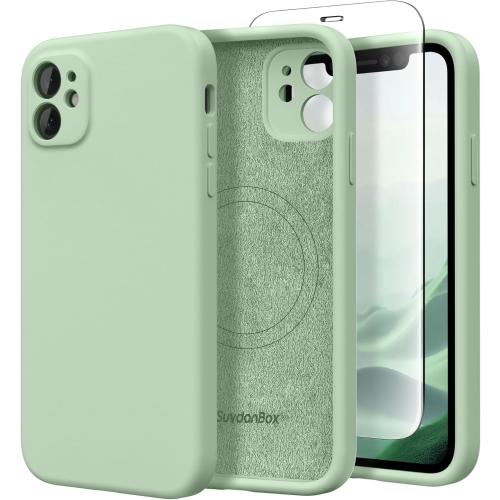 Magnetic for iPhone 11 Phone Case Silicone, Compatible with MagSafe, [Full Camera Protection][Screen Protector] Slim Shockproof Protective Case for iPhone 11 6.1, Light Cyan