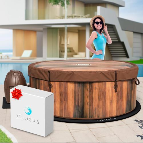 Size 77 GloSpa Hot Tub Mat for Inflatable Tub, 77'' Hot Tub Pad Foundation, 0.25in Thickened Eva Foam Padding Inflatable Outdoor Pool & Hot Tub Base Mats for Under Floor Protection & Heat Insulation