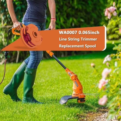 WA0007/50022833 Trimmer Spools for Worx Weed Eater WG116 WG119 WG183: 2×16ft 0.065 Inches Durable Auto-Feed Replacement String Compatible with Worx, 50019417 Cap Cover (8 Line Spool)