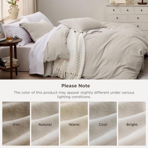 Bedsure California King Duvet Cover - Prewashed Cotton-Like Extra Soft Bedding Set, Includes 1 Cal King Duvet Cover 104x98 Inches with Zipper Closure & 2 Pillow Shams, Linen, Comforter Not Included