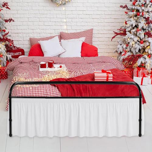 Wrap Around Queen Size Bed Skirt Split Corner 15 Drop-Elastic Dust Ruffle