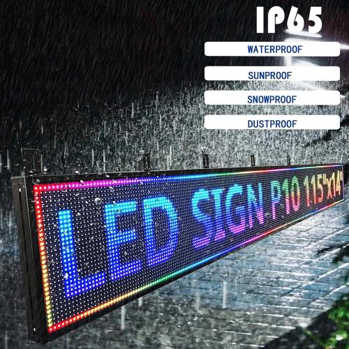 HS Programmable Led Sign Scrolling Outdoor Digital Display Screen Open neon Signs Banner for Business Store Advertising, Electronic Message Board for Restaurants Window Truck , High Brightness Full Color WIFI Control Customized Text P10 115’’x14’’