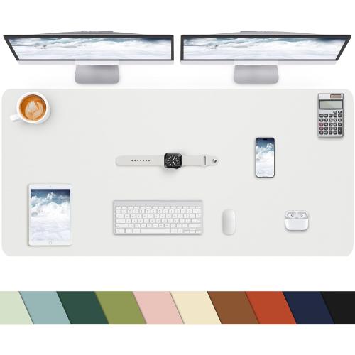 Desk mat Large, Leather Desk Pad Protector,Office Desk Mat,Mouse Pad, Non-Slip Desk Blotter, Laptop Desk Pad, Waterproof Desk Writing Pad for Office&Home (Ivory White, 48 x 24)