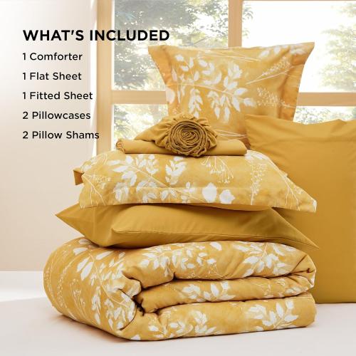Bedsure twin Comforter Set - 2 Pieces Floral Yellow Soft Bedding Sets