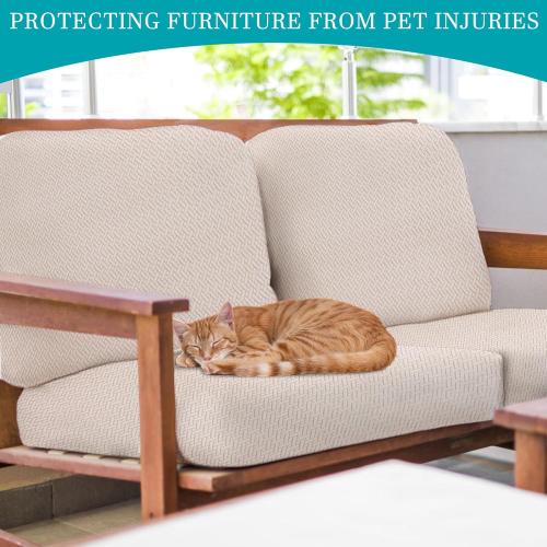 Stretch Patio Cushion Covers,Outdoor Couch Covers Replacement,Outdoor Couch & Sofa Slipcovers,for Patio Furniture Cushion Covers,Washable Reusable Furniture Protector (Beige,Cover Only)