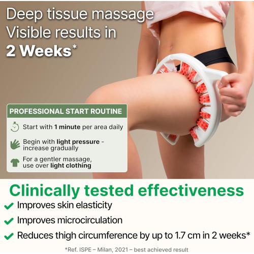 TESMED Cellulite Manual Massager Roller for Thighs and Buttocks | Made in Italy and patented, with converging and diverging roller technology for targeted anti-cellulite massage.