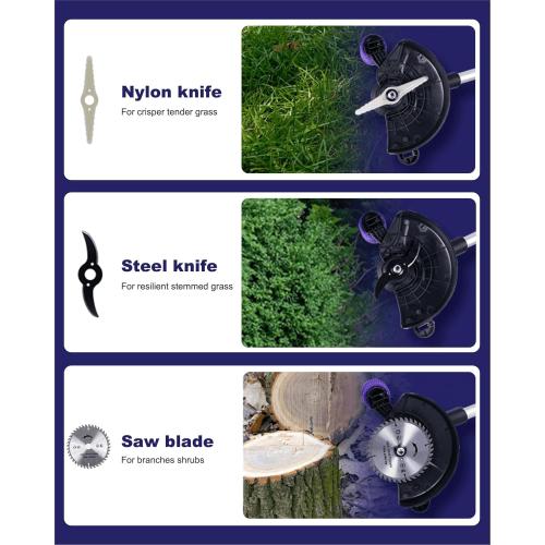 Weed Wacker Cordless, YardEz Weed Eater Battery Powered with Nylon/Steel/Saw Blade, 20V Weed Trimmer/Edger/Cutter (One 2.5Ah Battery)