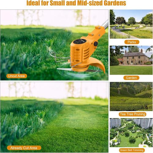 String Trimmer Cordless - 21V Battery Powered Weed Wacker, 2 X 2.0Ah Battery and a Charger, Grass Trimmer, Brush Cutter and Edger Lawn for Garden/Yard