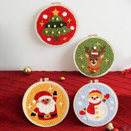 MSDADA  Punch Needle Kit, Adjustable Punch Needle Tool, Wooden Handle Embroidery Pen Kits, Hoops, Cloth, Punch Needle Set Adults Beginner for DIY Craft, Perfect for Decoration and Gifts（Pink）