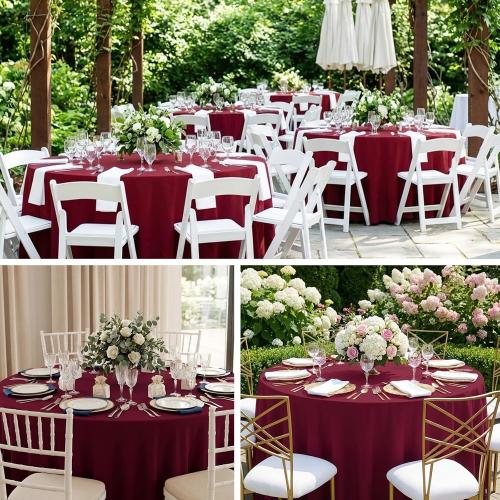 Fixwal 6 Pack 120 Inch Tablecloths Round Burgundy Table Cover | Polyester Fabric,Reusable, Machine Washable And Ironable, Ideal For Wedding, Party And Thanksgiving