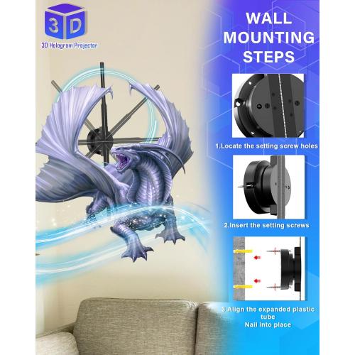 3D Hologram Fan, 16.5 Inch 3D Hologram Projector HD LED Holographic Advertising Display with Remote, WiFi and APP, Holographic Video Advertising Projector for Business,Bar,Halloween (42CM, 8G)