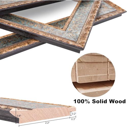 ArtXO Antique 18x24 Picture Frame,2.75 Wide Wooden Vintage Ornate Photo Frame 18 by 24 In,Gallery WAll Art Decor,Bronze Gold & Aquamarine 5