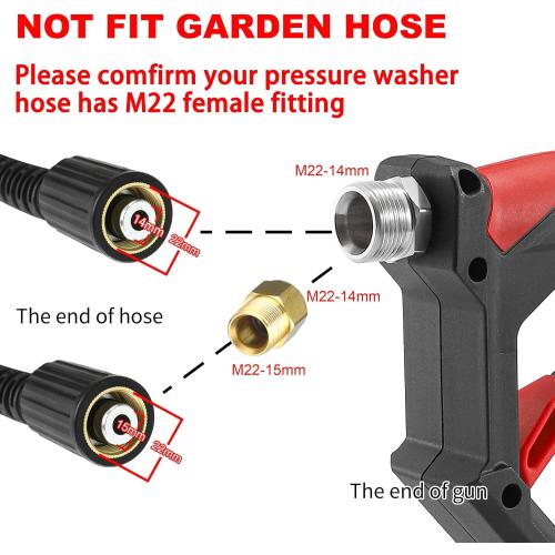 Tool Daily Short Pressure Washer Gun with Foam Cannon, 1/4 Inch Quick Connector, with 5 Pressure Washer Nozzle Tips, 1 Liter