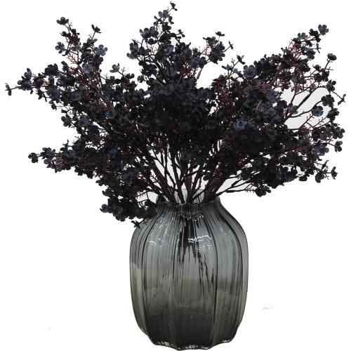 JAKY-Global Babys Breath Fabric Cloth Artificial Flowers 6 Bundle European Fake Silk Plants Decor Wedding Party Decoration Bouquets Real Touch DIY Home Garden (Black-6pcs)