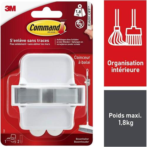 Command 17007 Broom Holder Holds up to 1.8 kg Load, 1 Hook and 2 Strips