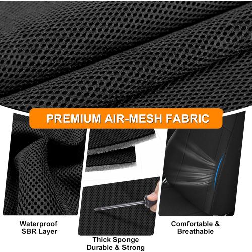 Seat Covers Compatible with Jeep Wrangler TJ 1997-2002 Full Set, Air-Mesh Breathable Automotive Cover Cushion Accessories (All Black)